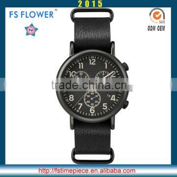 FS FLOWER - 2015 Fashion Popular Teenag Fashion Men Watch Casual Watches Genuine Leather Nato Band