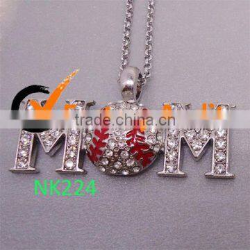 Rhinestone Baseball Necklace and Earring Set