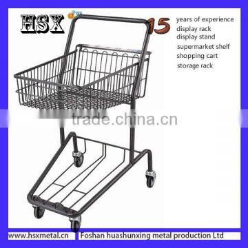 powder coat metal wire basket carts with 4 wheels /metal shopping carts HSX-S480