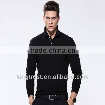 Bulk high quality 100% cotton cheap long sleeve polo t shirts for men