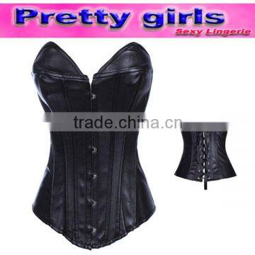 black strapless short sexy women leather corset m1989