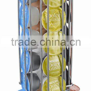 Customized wall mounted Stainless Steel Coffee Capsule Holder 24 pod storage