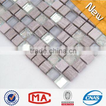 ZTCLJ JTC-1315 Natural Stone Mix Ice Crackle and Crystal Silver Glass Mosaic Flooring Tile