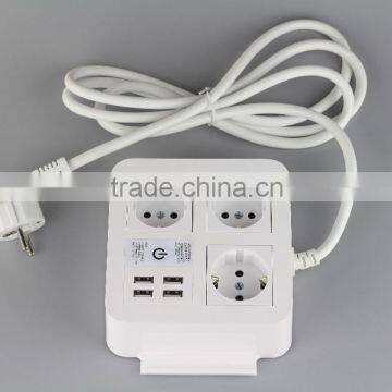 safe to use CE ROHS approved 4 usb Euro charging wall sockets with phone holder