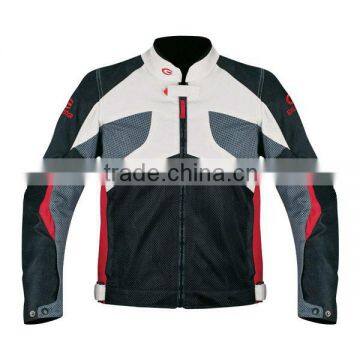 Breathable, waterproof inner, removable protectors motorcycle white jacket