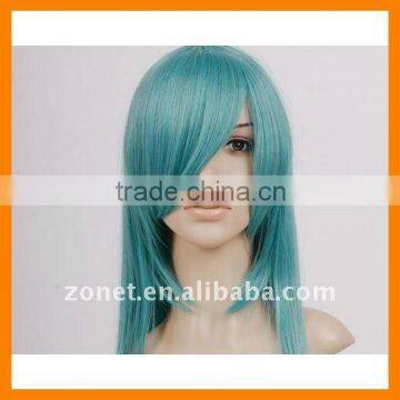 Fashion Cosplay green 60cm HAKUOUKI SAITOU DARK PURPLE COSPLAY WIG with ponytail Wig