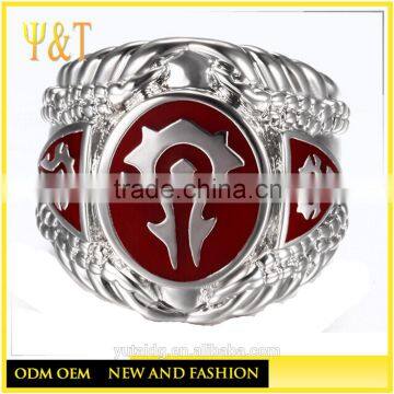 Jingli Jewelry 316L Stainless Steel Cool Red Black Warcraft Ring Biker Ring Factory Price (HF-075)