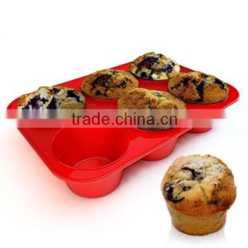 Silicone 6 Cup Jumbo Muffin or Cupcake Pan