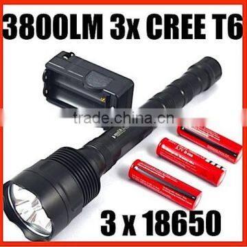 TrustFire TR-3T6 3800LM 3xCREE XM-L T6 Best LED Flashlight Torch 5-Mode 3 x 18650