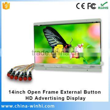 14'' 1080p external button open frame tablet lcd ad player
