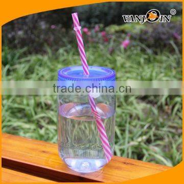 24 oz Plastic Mason Jar With Mood Straw.