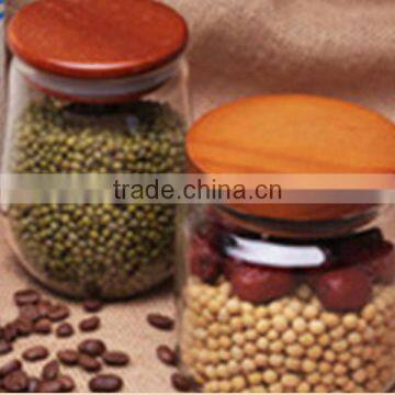Exquisite Seal Clear Glass Storage Jar Wood Lid, Food Canister Wooden Lid photo-3