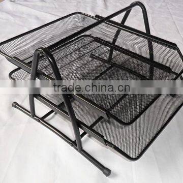 Hangzhou Office And School Supplier Cheap Metal Wire Mesh Black 2 Tier File Tray photo-2