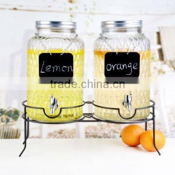 Twins Water Jar Ice Water Jar Juice Glass Dispenser With Metal Stand photo-2