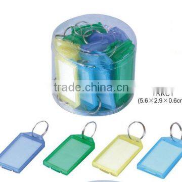 Split Ring Colorful Plastic Keychain Holder ID Tags Name Card Label