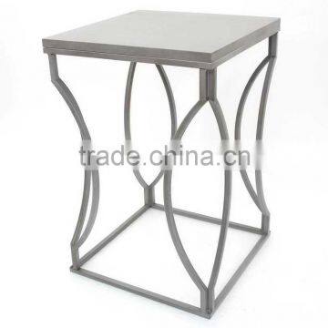 handmade tea table with wood top and metal leg in gray