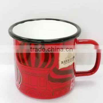 2017 hot sale item printed enamel mugs for souvenir gift