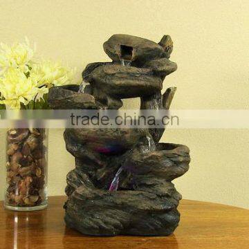 Staggered Rock Falls Tabletop Fountain with LED Lights