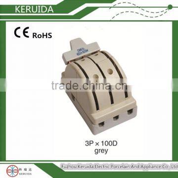 Double throw 3 pole 100A Porcelain Knife Switch