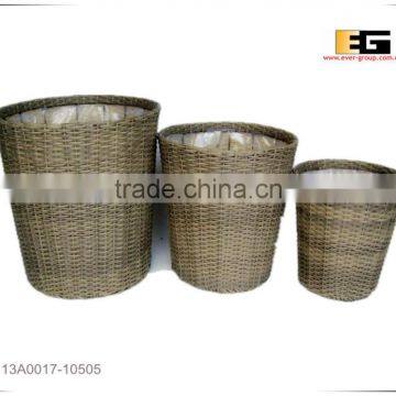 Round PE/Plastic Rattan With Liner Deco Basket photo-2