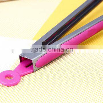 UJ23 Standard 9' ' Stainless Steel Handle Silicone Kitchen Food Tong