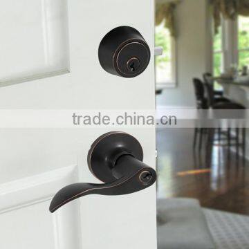 Oil Rub Bronze Zinc Tubular Lever Handle Lock, Single Cylinder Deadbolt Combo Lock photo-2