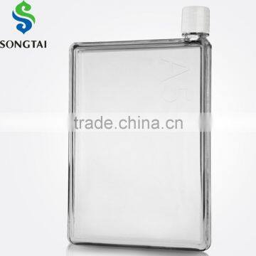 420ml Water Transfer A5 MEMO Notebook Square Bottle Sport Hiking Tour Clear Plastic Water Bottle Drinkware