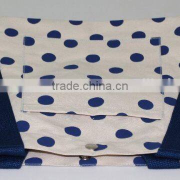 12 Oz Natural Canvas Tote Bag - Polka Dot Print- Made in India photo-3