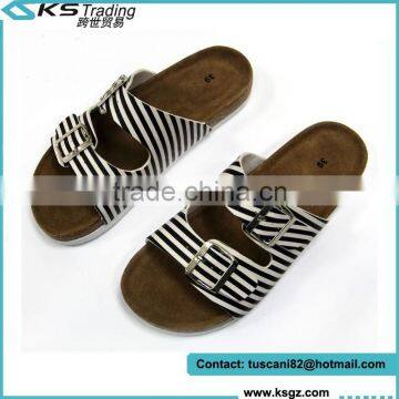 Newest 2015 Ladies Sandal Shoes with Double Strap Mule Striped