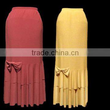 China manufacturer summer Bow ruffle Spandex Tiers maxi skirt