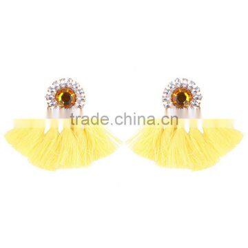 Bohemian Jewelry Big Crystal Gems With Tassel Drop Earrings for Women photo-2