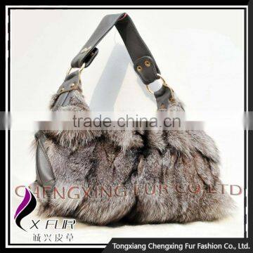 CX-H-48B Wholesale Beautiful Genuine Fox Fur Fashion Ladies Hand Bag