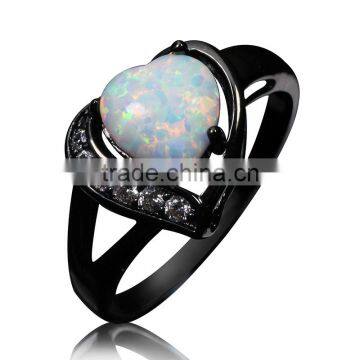 Cheap Wholesale S925 Silver Heart Design Opal Couple Ring for Valentine's Day