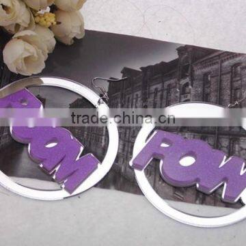 Hip Hop acrylic letter earring new design acrylic letter earrings 2015 Punk earring jewelry