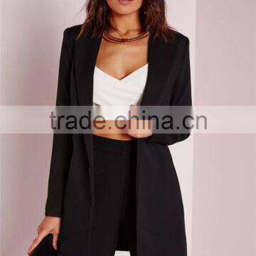 MGOO 2017 Manufacturer Longline Black Blazers Spring Oversized Casual Blazers Jackets For Women Oversized Jackets photo-6