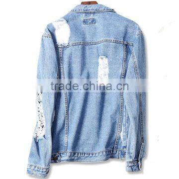 Custom Boyfriend Style Oversized Fit Jeans Jacket Women Plain Distressed Denim Jacket photo-3