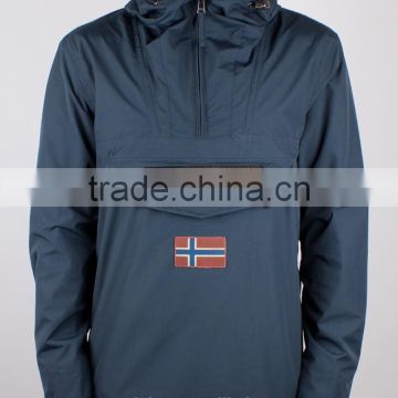 High quality most popular fashion OEM Navy blue Rain forest cheap 1/4 zip hooded rain jacket