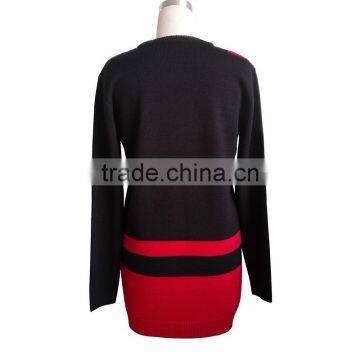 Black Jacquard Pattern Acrylic Women Christmas Sweater photo-3