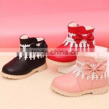 zm40349b bowknot design lace children warm boots winter snow shoes