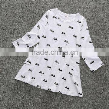 Priting Cartoon Mouse Boutique Girls Plain Cotton Dress photo-2