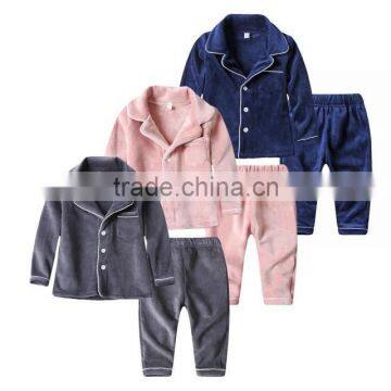 Customized wholesale children clothes clothing suit winter home velour children pajamas