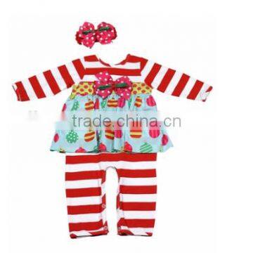 Alibabab hot sale Christma Girls' red striped bow clothes A large number of wholesale