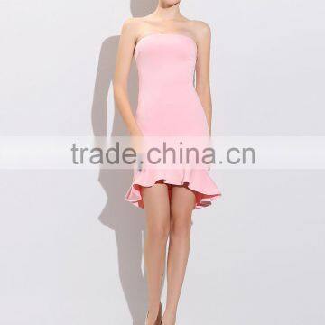 2016 Bride Summer Dress Design for Strapless,falbala Hem Sheath Ladies Evening Dress Oem Service photo-2