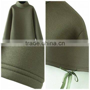 Fashion Womens' Green High Neck Long Sleeve Space Cotton Sweatshirt photo-3