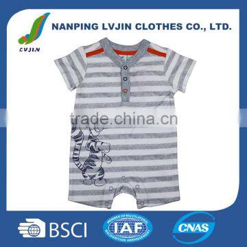 2016 baby printed tiger short sleeves baby clothes100%cotton baby boys romper for summer