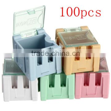 Hot Sale 100pcs SMT SMD Electronic Components Parts Box Cases Patch Laboratory Storage Box Plastic Five Color