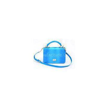 Bright Blue Small Leather Shoulder Bag with Removable Chain Strap