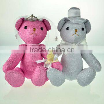 Jointed plush wedding bear couple