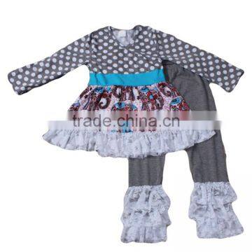 Girls Boutique Fall And Winter Ruffles Outfits 2017 Cotton Fashion Outfits photo-3