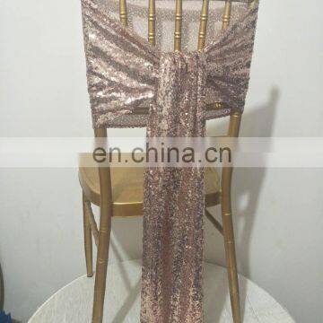 Graceful Popular High Quality Rose Gold Sequin Chair Sash photo-3